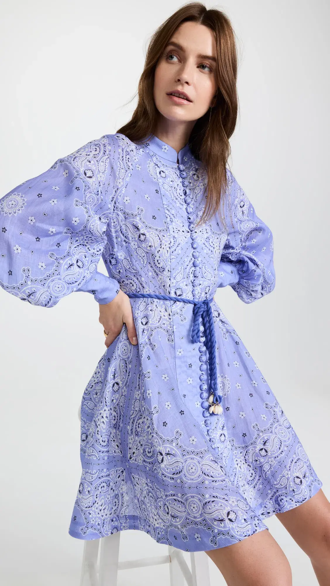 Zimmerman Violet Button Up Mini Dress in Cornflower Bandana Print Size 1 / Au 10 - Image 5