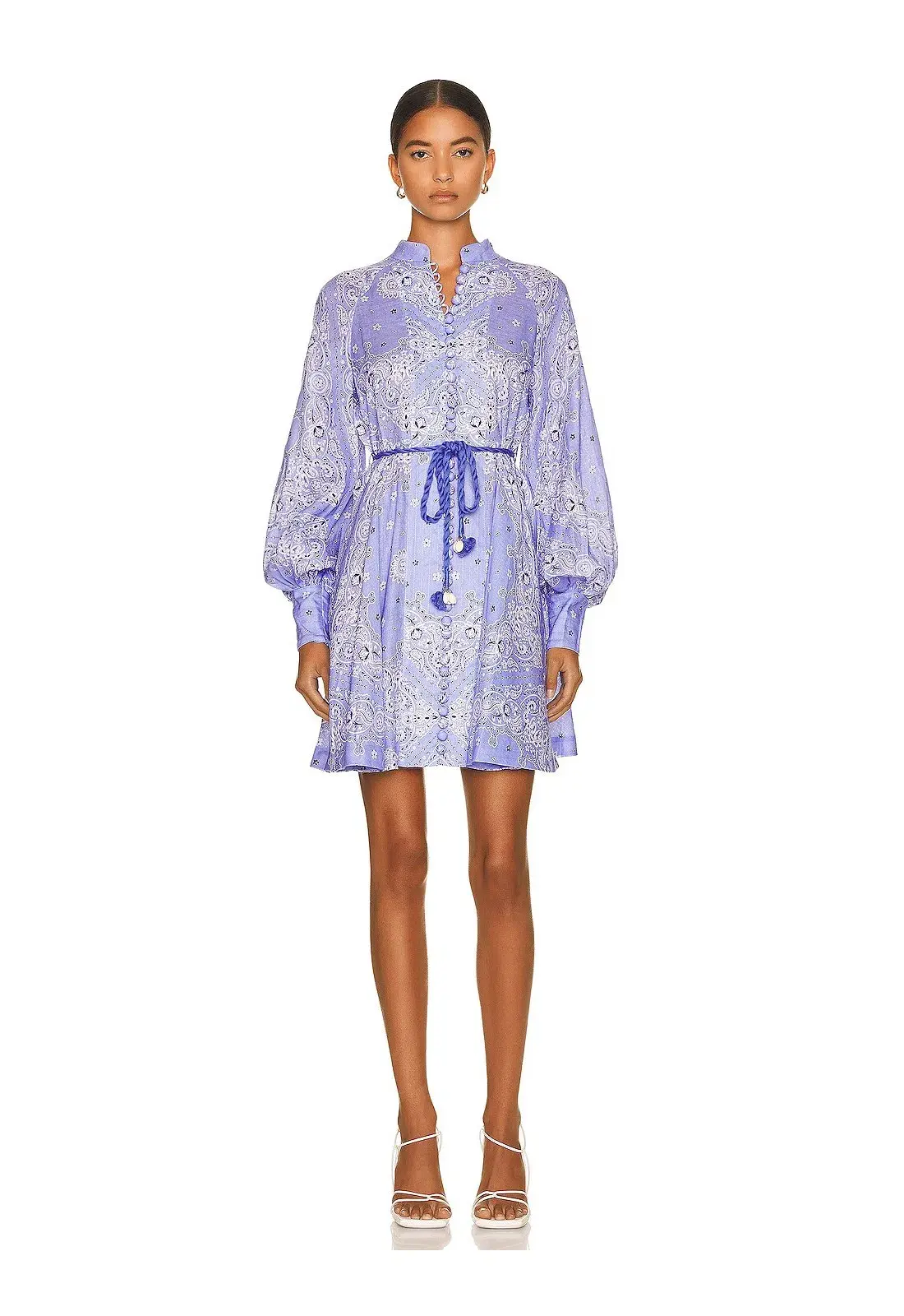 Zimmerman Violet Button Up Mini Dress in Cornflower Bandana Print Size 1 / Au 10 - Image 1