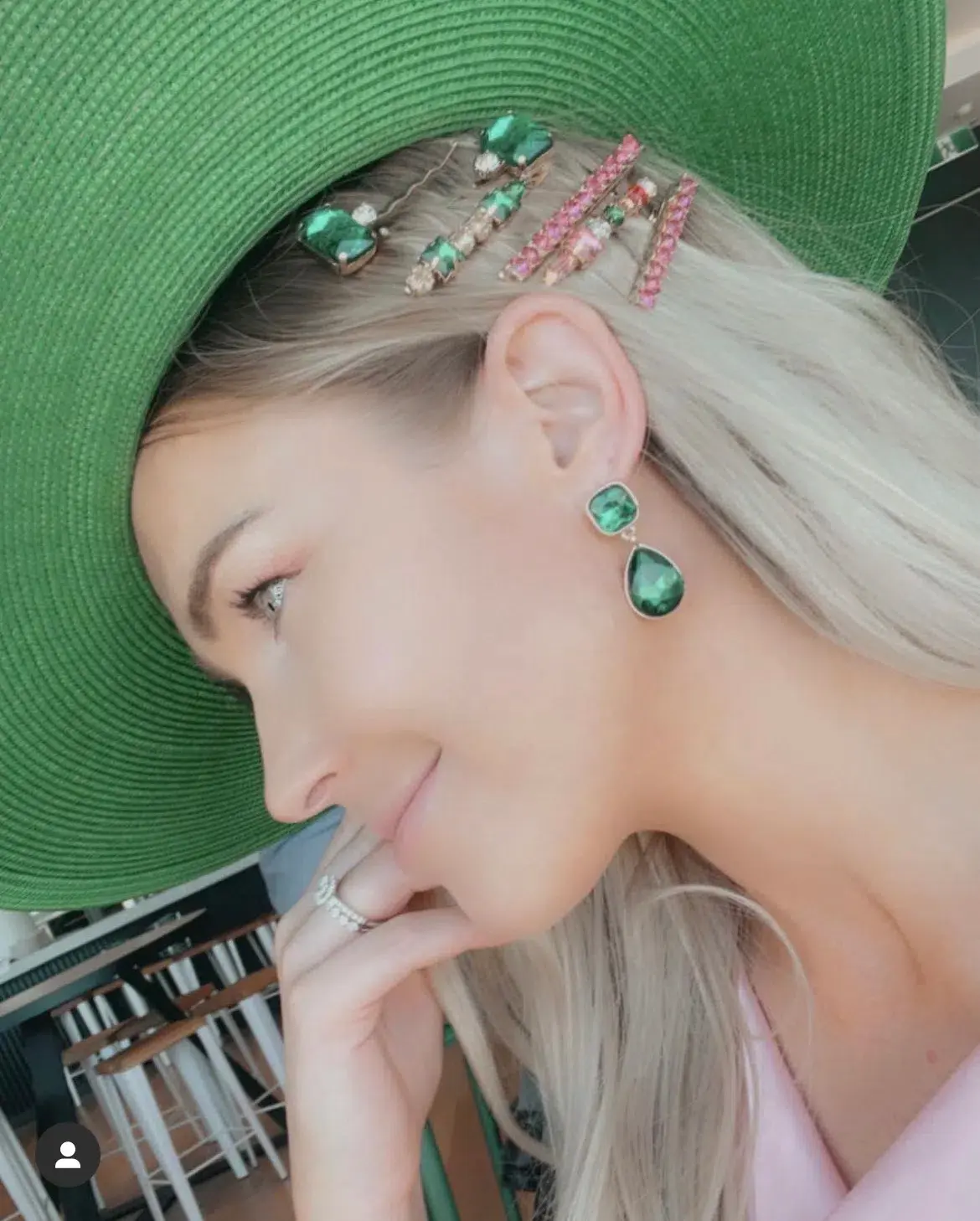 Morgan & Taylor Macy Boater hat in Green - Image 3