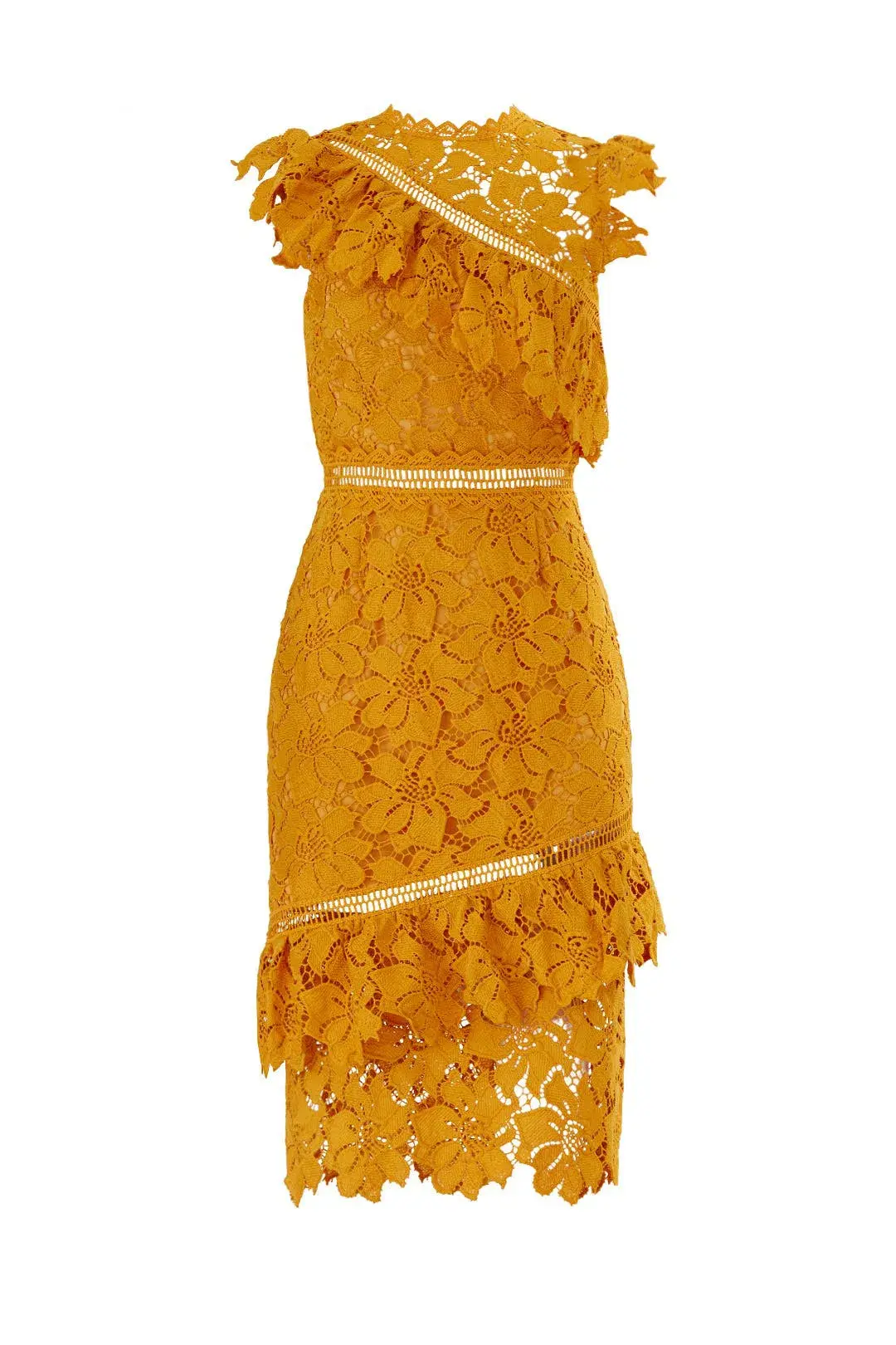 Saylor Reine Lace Sheath Midi Dress in Mustard Yellow Size XS/ Au 6  - Image 3
