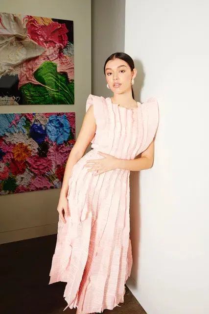 AJE - Hybrid Midi Dress Rose Pink - Size AU 12 - Image 3