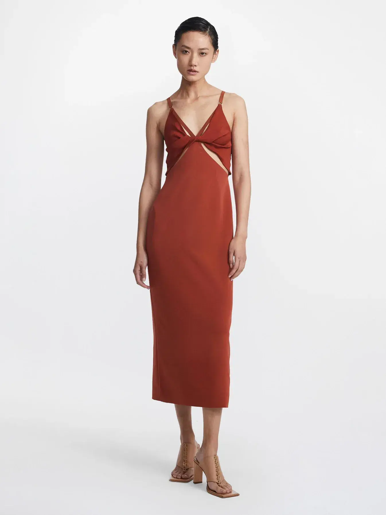 Dion Lee Split Twist Split Dress in Rust Brown Size 6 - Image 1