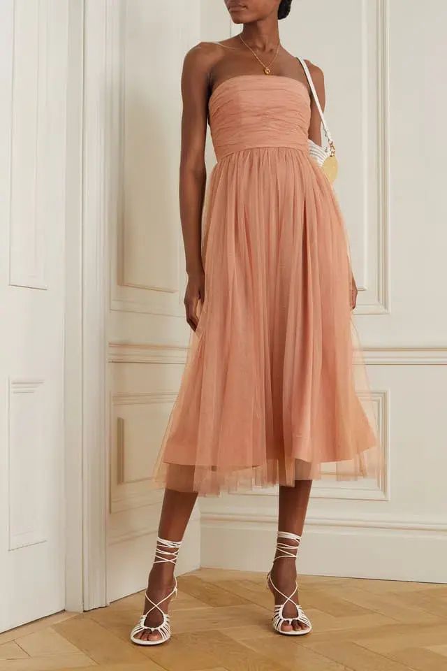 Zimmermann Lipstick Tulle Strapless Midi Dress in Lipstick Nude Size 1/AU 10  - Image 1