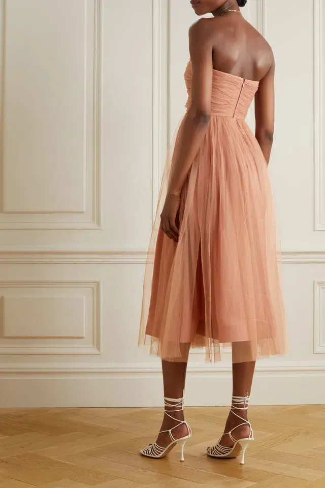 Zimmermann Lipstick Tulle Strapless Midi Dress in Lipstick Nude Size 1/AU 10  - Image 2