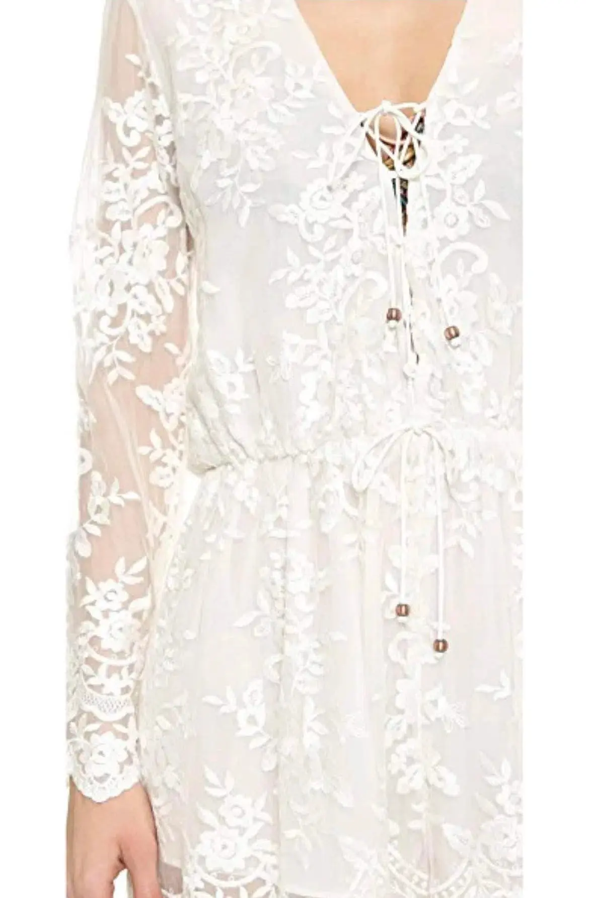 Zimmermann Roza Silk Veil Gathered Dress White With Slip Size 3/AU 14 - Image 3