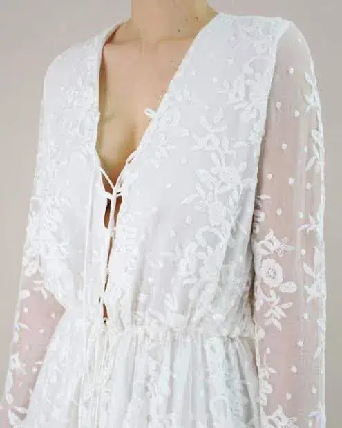 Zimmermann Roza Silk Veil Gathered Dress White With Slip Size 3/AU 14 - Image 2