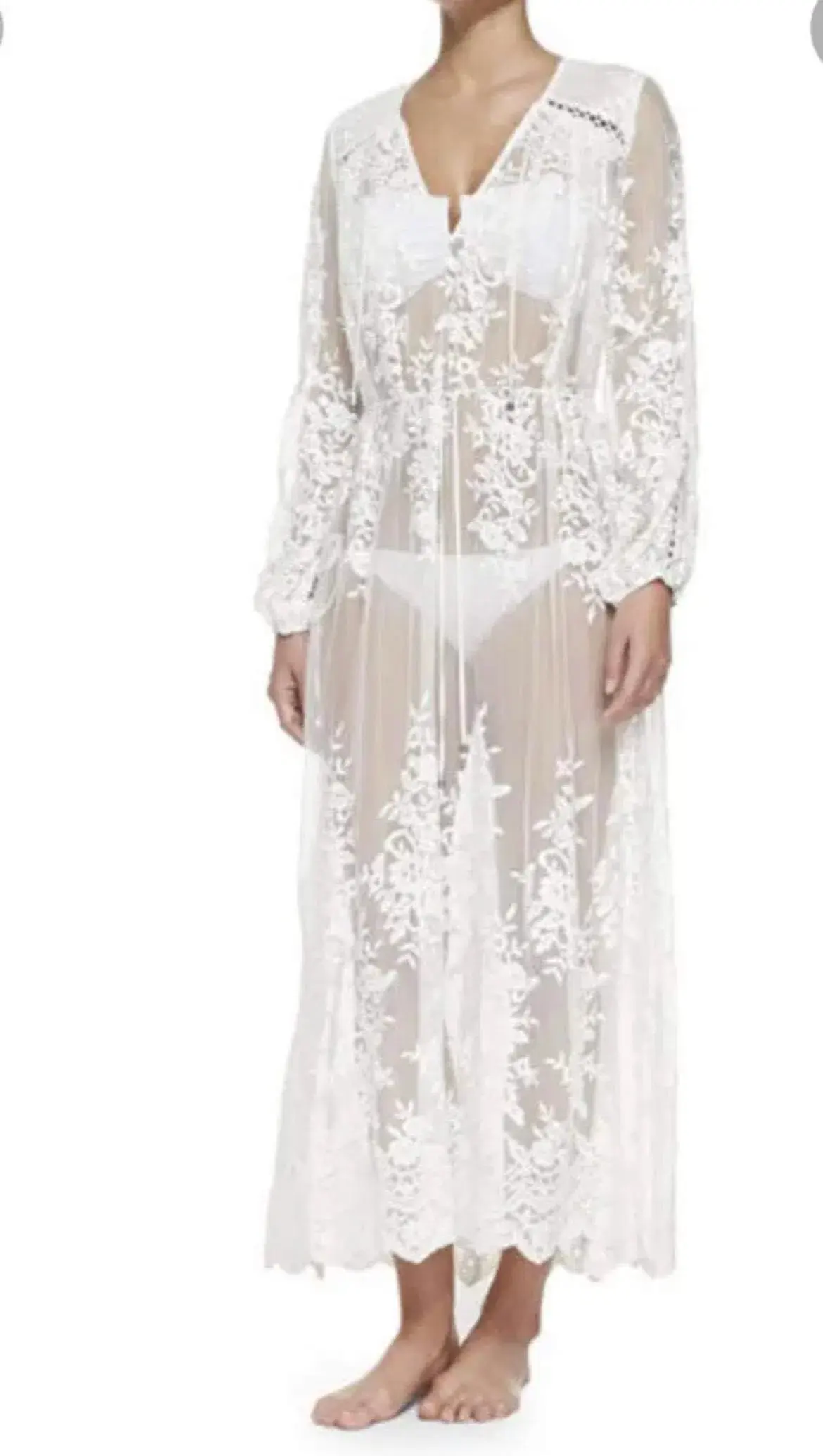 Zimmermann Roza Silk Veil Gathered Dress White With Slip Size 3/AU 14 - Image 5