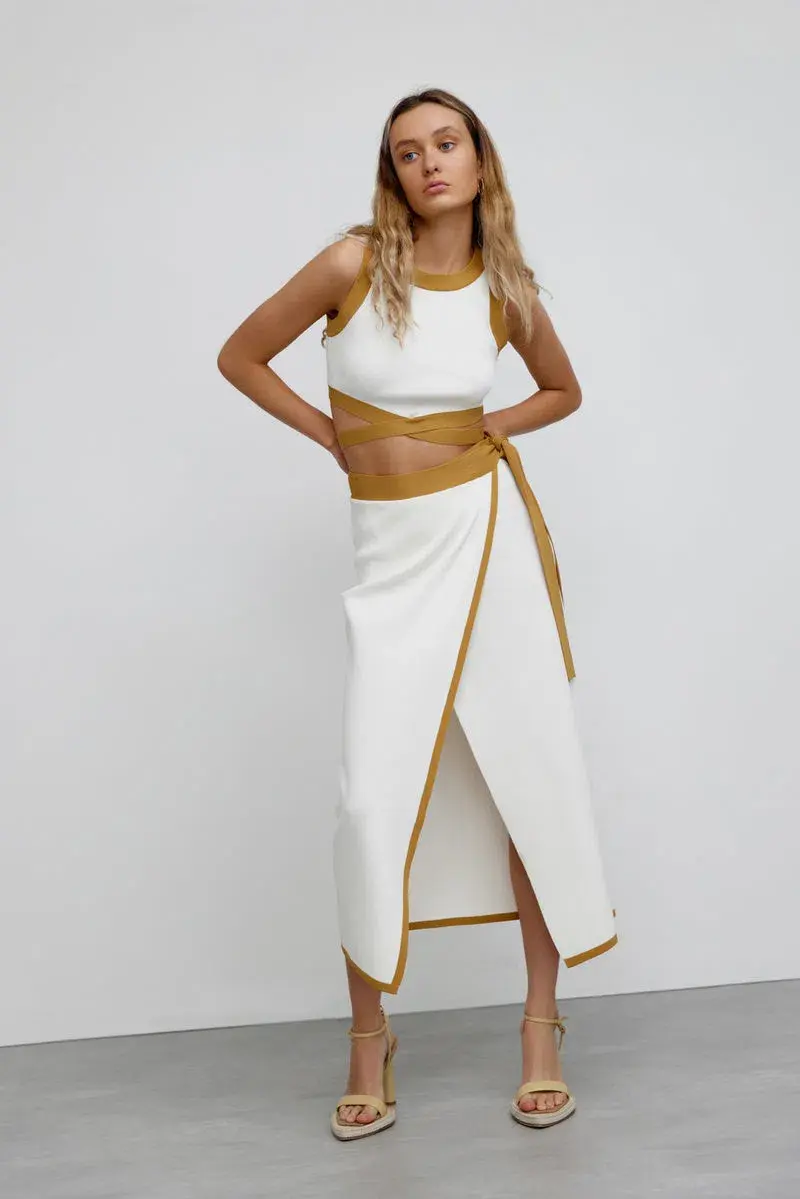 Significant Other Anna Skirt & Top Set Cream with Almond Bind Size 10 - Image 1