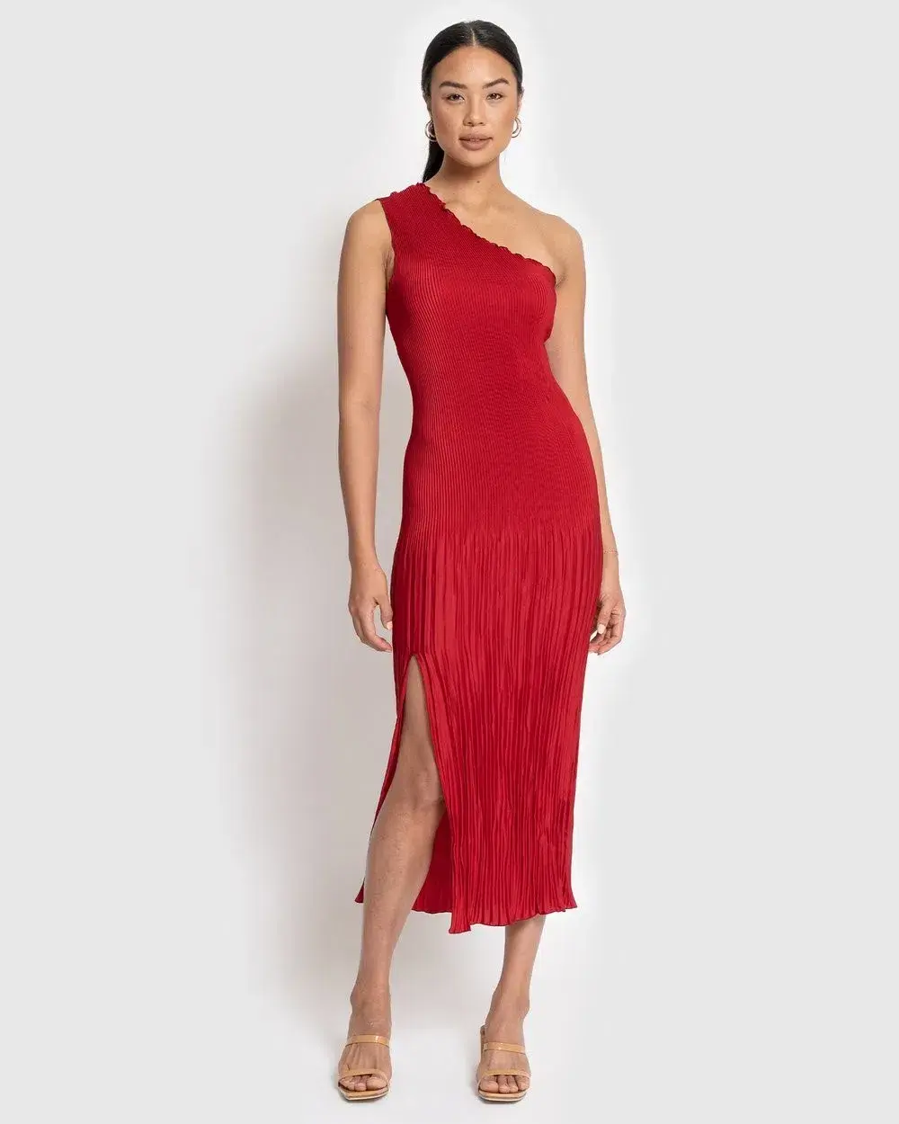 L'Idee Soiree One Shoulder Gown Red Size 10 - Image 2