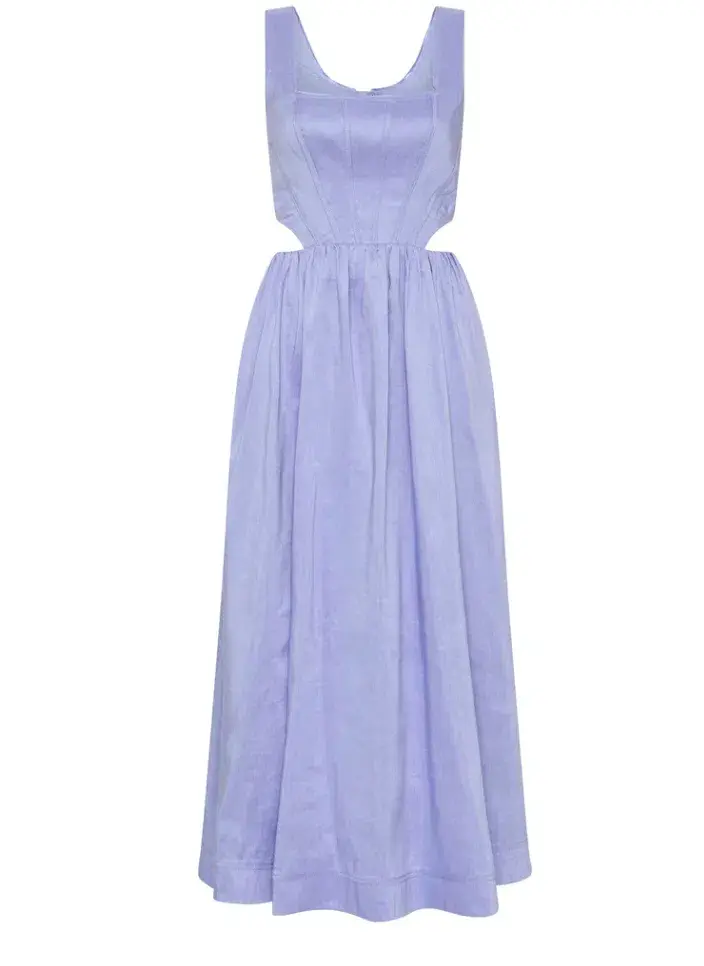 Aje Virginie Cut Out Midi Dress Cool Lavender Size 8 - Image 6