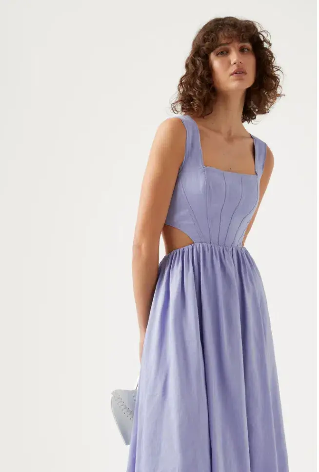 Aje Virginie Cut Out Midi Dress Cool Lavender Size 8 - Image 4