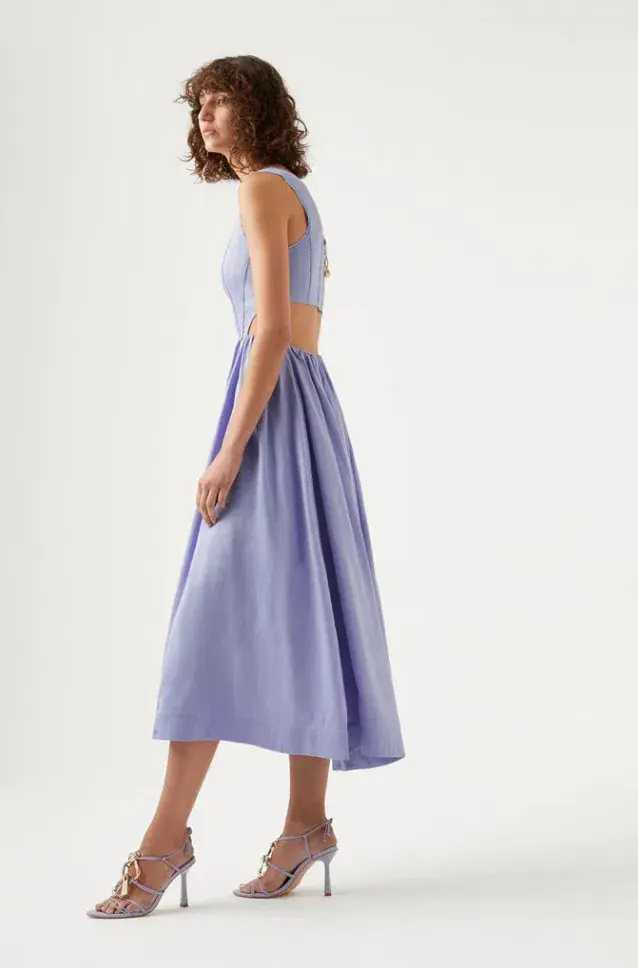 Aje Virginie Cut Out Midi Dress Cool Lavender Size 8 - Image 2