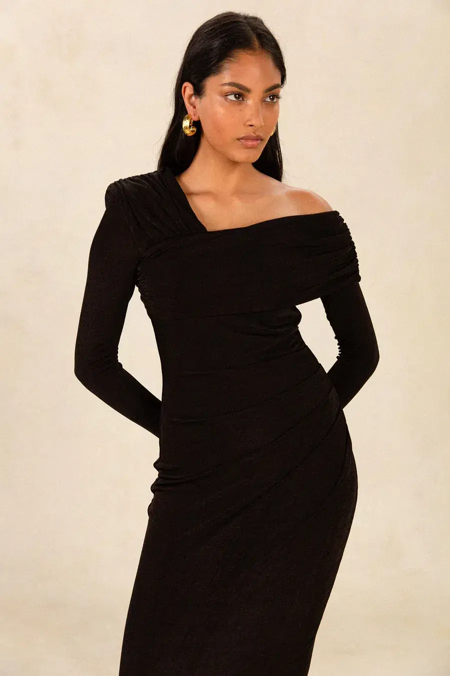 Misha Elenor Slinky Jersey Dress Black Size 10 for rent on The Volte - main image