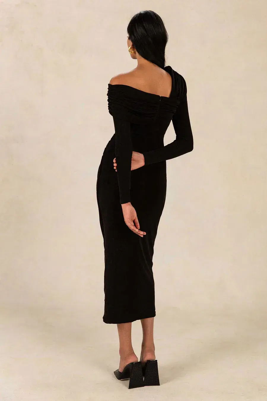 Misha Elenor Slinky Jersey Dress Black Size 10 for rent on The Volte - main image