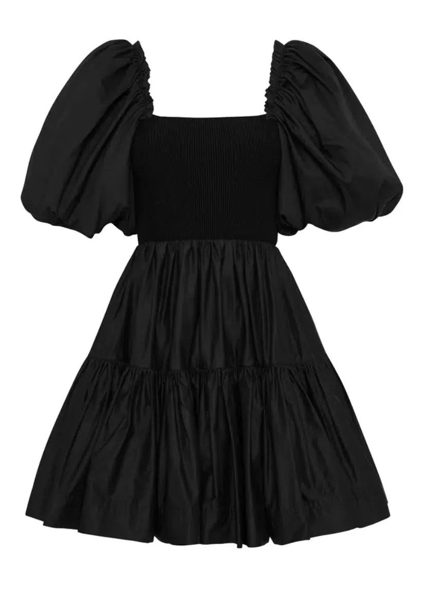 Aje Casa Puff Mini Dress Black Size 8 for rent on The Volte - main image