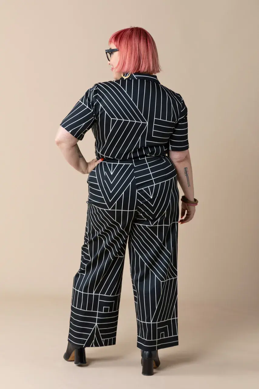 Frock Me Out Monochrome Freestyler Jumpsuit Lines Print Size 16 - Image 5