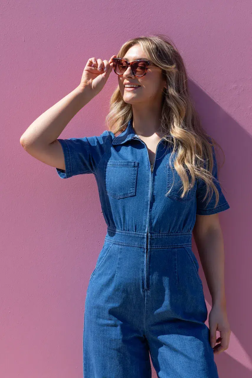 Frock Me Out Denim Freestyler Jumpsuit Vintage Wash Size 18 - Image 2
