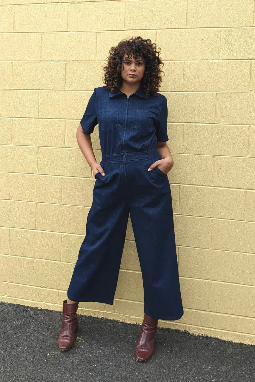 Frock Me Out Denim Freestyler Jumpsuit Dark Indigo Size 18 - Image 3