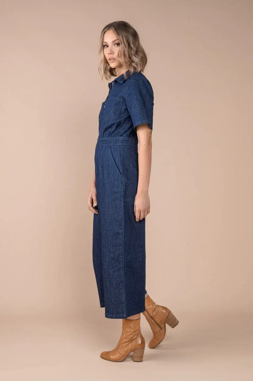 Frock Me Out Denim Freestyler Jumpsuit Dark Indigo Size 18 - Image 2