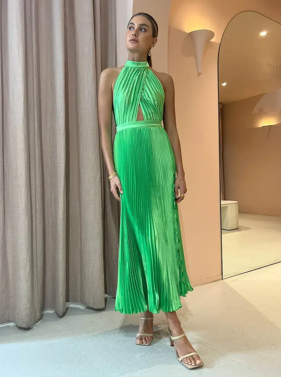 L'Idee Renaissance Dress Neon Lime Size AU 8 - Image 3