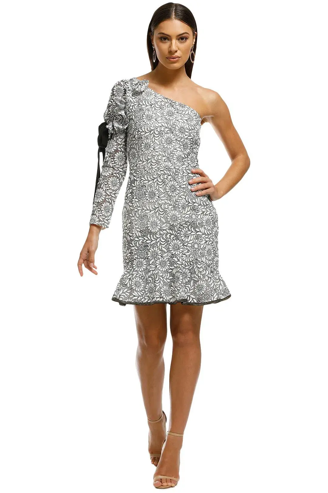 Rebecca Vallance Sophia One Shoulder Dress White Floral Size 8 - Image 1