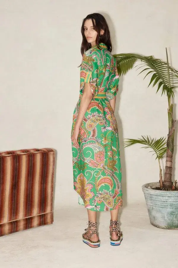 Alemais Marion Shirtdress Green Print Size 10 - Image 2