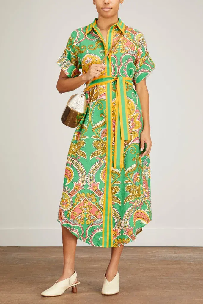Alemais Marion Shirtdress Green Print Size 10 - Image 3