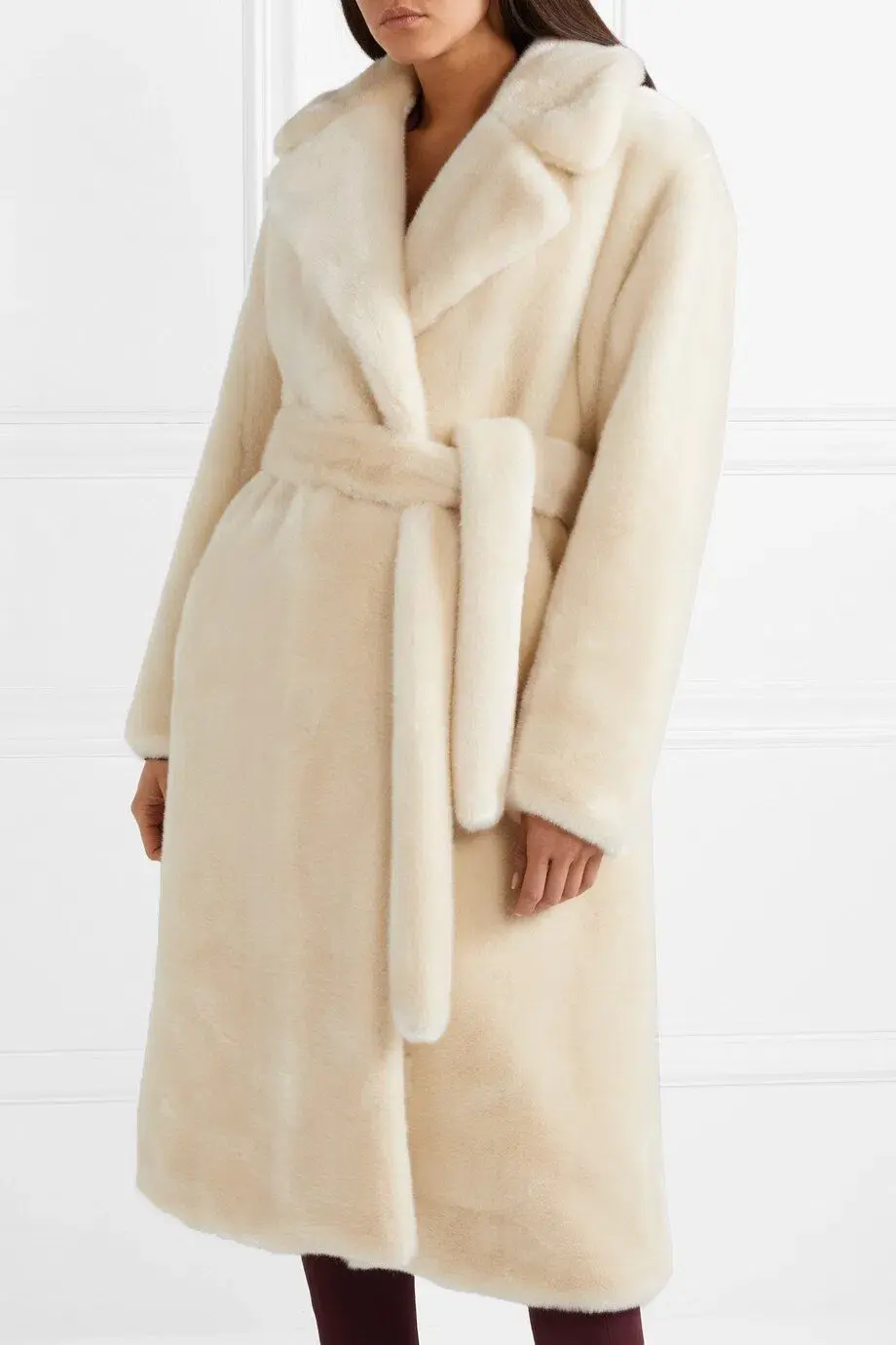 Tibi Luxe Faux Fur Oversized Coat Cream Size 10 - Image 3