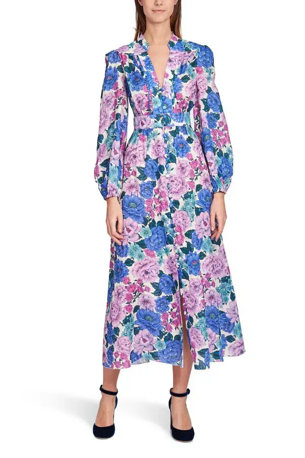 Zimmermann Poppy Plunge Midi Dress Print Size 1/AU 10 - Image 2