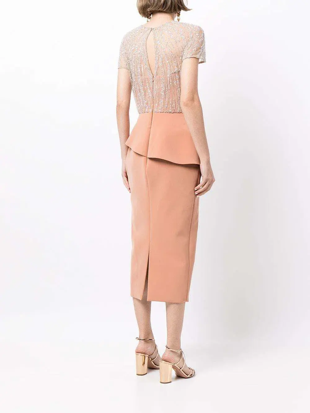 Rachel Gilbert Cole Midi Dress Terracotta Nude Size 14 - Image 3