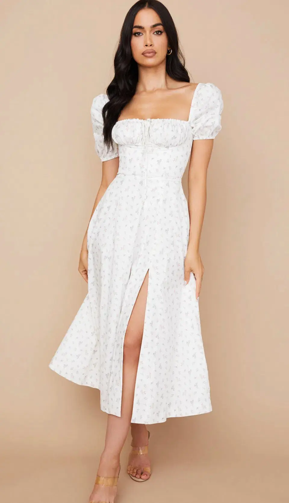 House of CB Tallulah Midi Dress White Floral Size M / Au 10 for rent on The Volte - main image