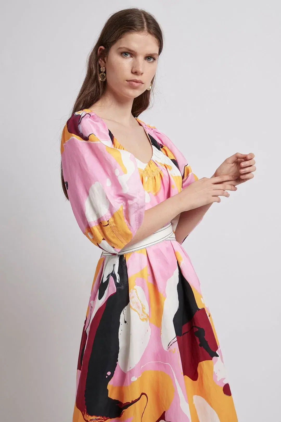 Aje Psychedelia Smock Dress Midi Dress Print Size 6 - Image 3