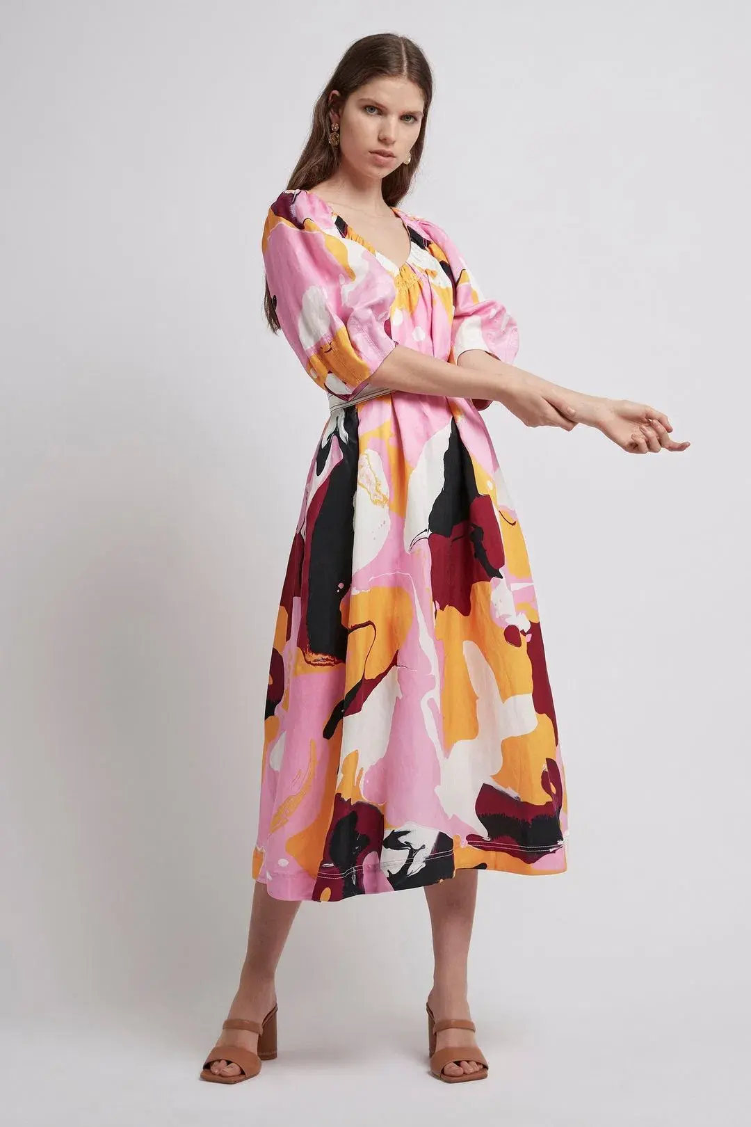 Aje Psychedelia Smock Dress Midi Dress Print Size 6 - Image 1