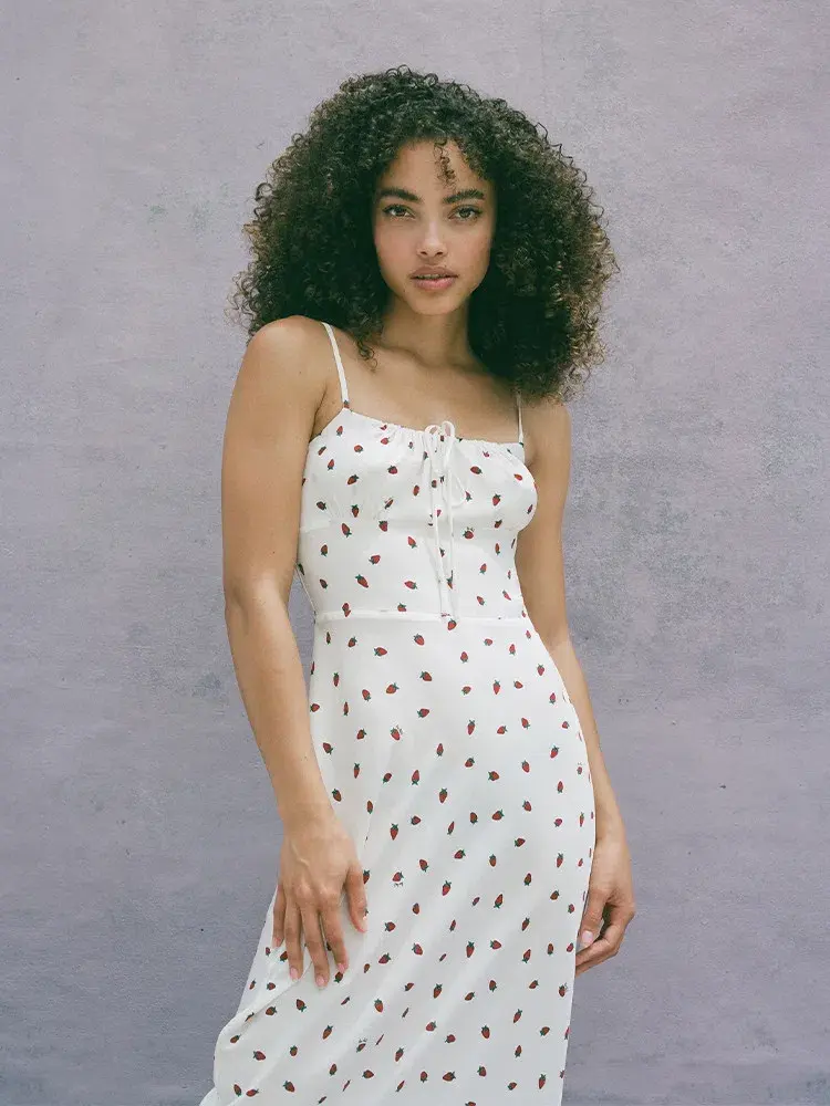Realisation Par The Alba White Strawberry Midi Dress Size S/AU 8 - Image 2