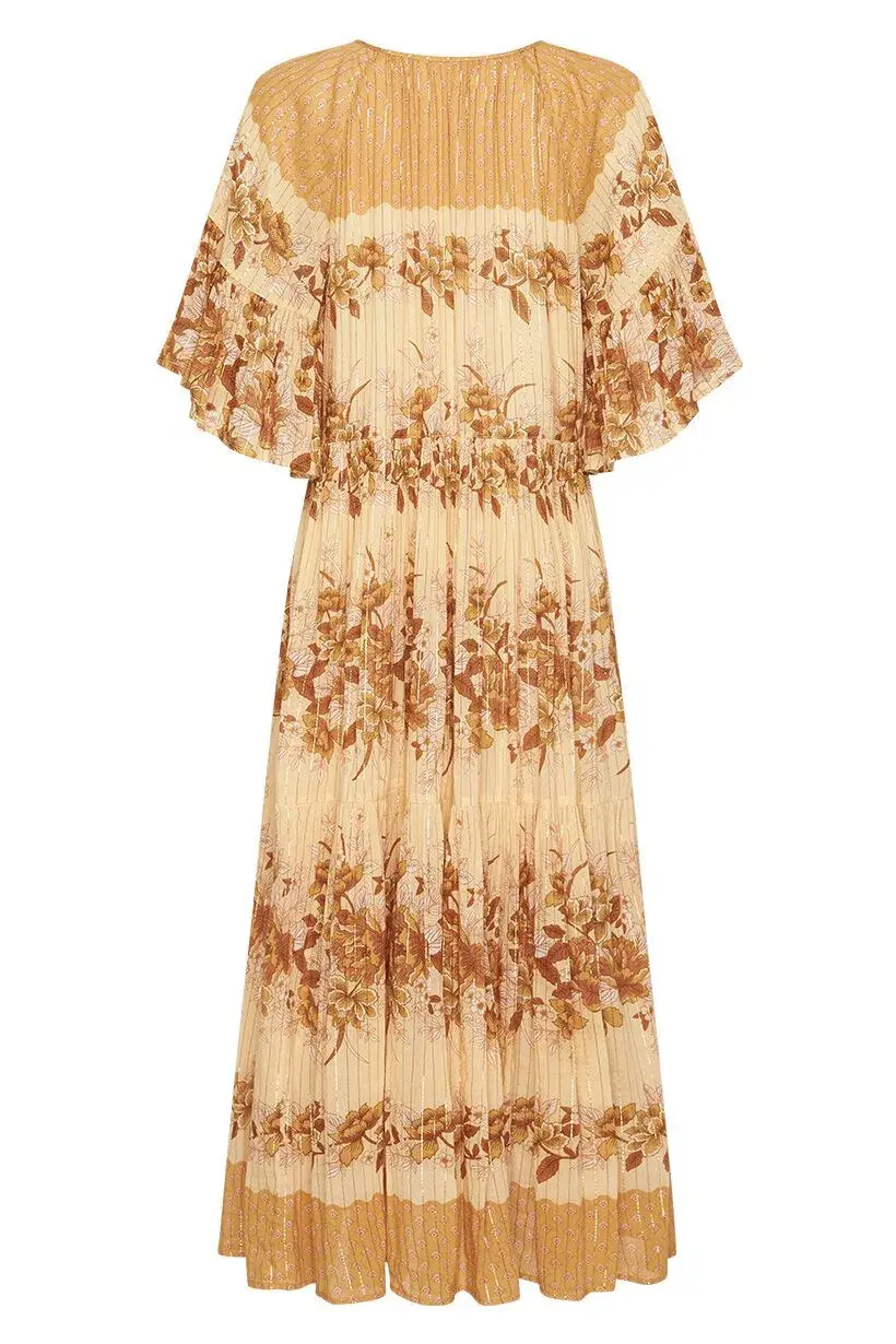 Spell & The Gypsy Coco Lei Mumu Dress Caramel Size S - Image 5