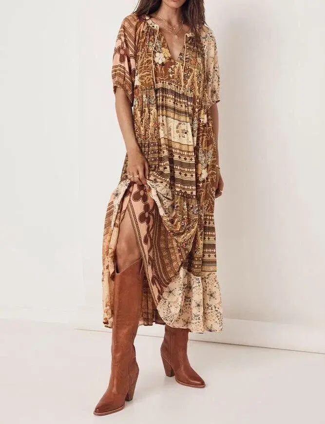 Spell Renew Patchwork Gown Sunrise Size S - Image 1