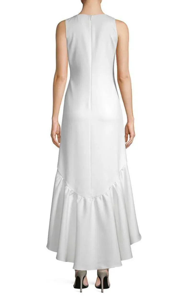 White Story Amani Frill Hem Dress in White Size 10  for rent on The Volte - main image