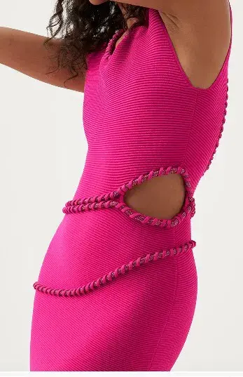 Aje Undulating Cut Out Mini Dress Pink Size 8 / S - Image 4