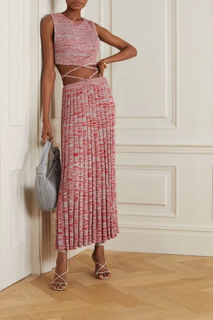 Christopher Esber Knit Tie Top and Skirt Set Terracotta/Blue Size XS / Au 6 - Image 1