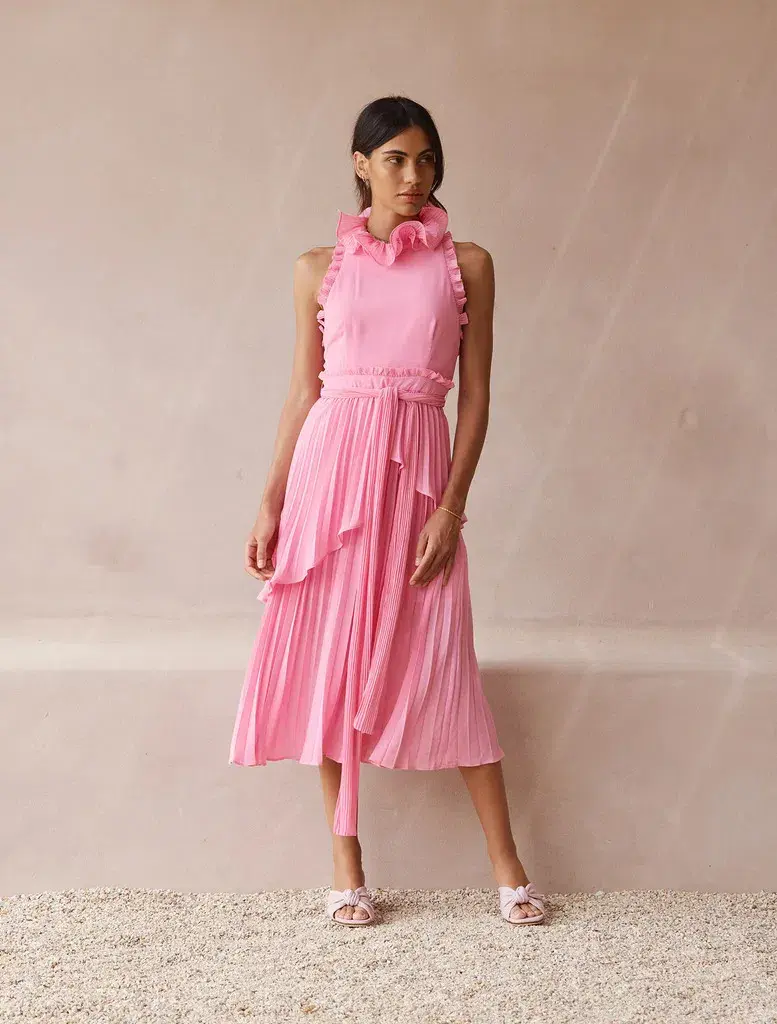 Talulah Jodi Midi Dress Pink Size 6  for rent on The Volte - main image