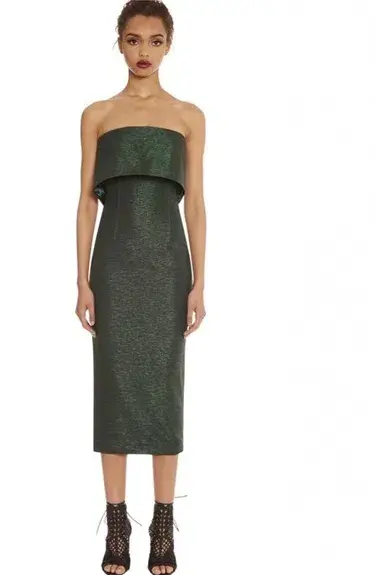 AQAQ Ripple Midi Dress Green Size 12  - Image 3