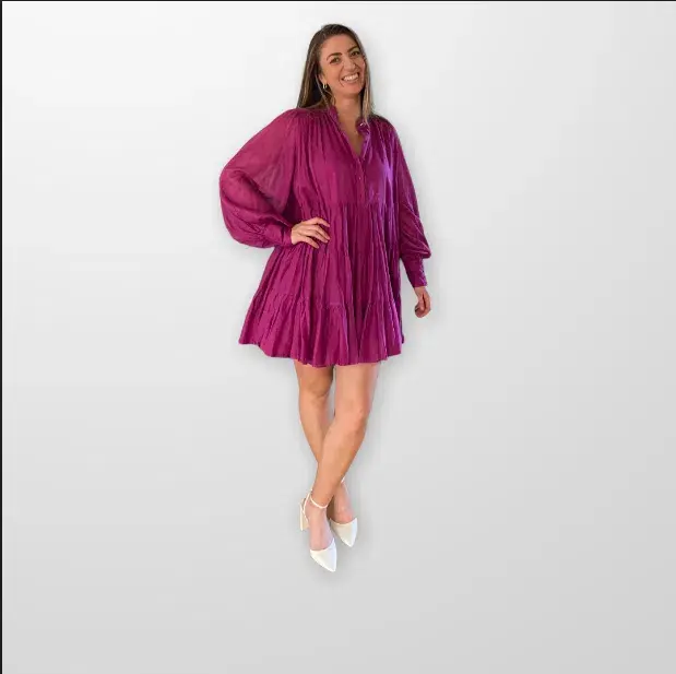 Aje Romance Smock Mini Dress Fuchsia Size 14 / XL for rent on The Volte - main image