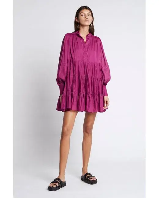 Aje Romance Smock Mini Dress Fuchsia Size 14 / XL - Image 1