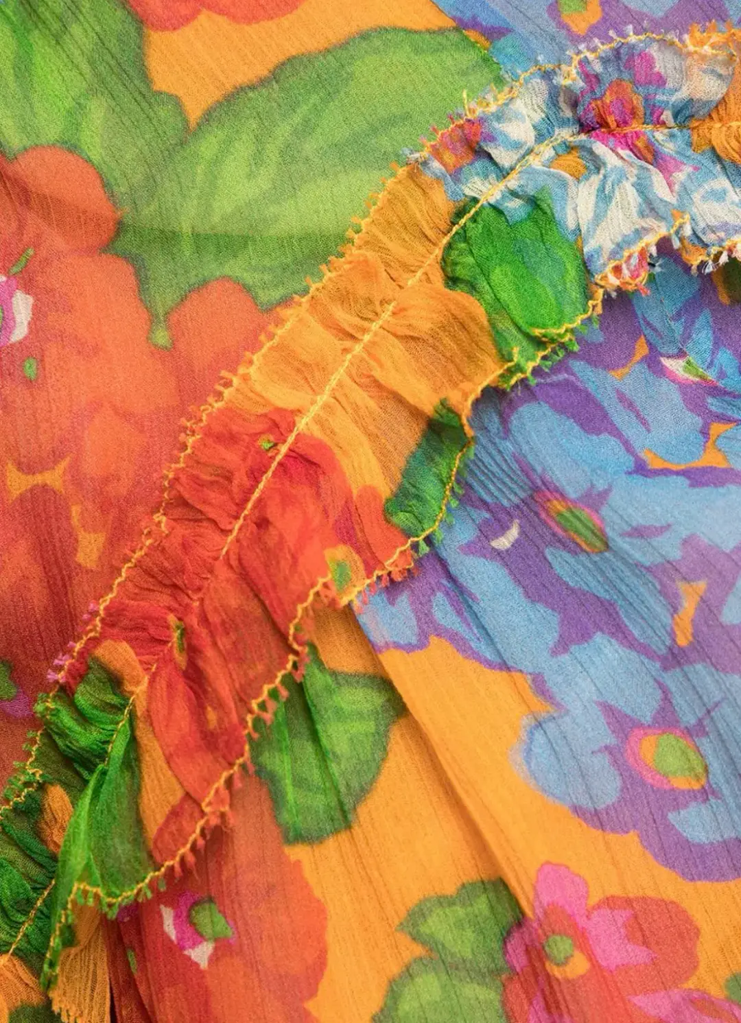 Zimmermann Riders Open Back Silk Frill Mini Dress Mango Floral Size 3 / Au 14 for rent on The Volte - main image