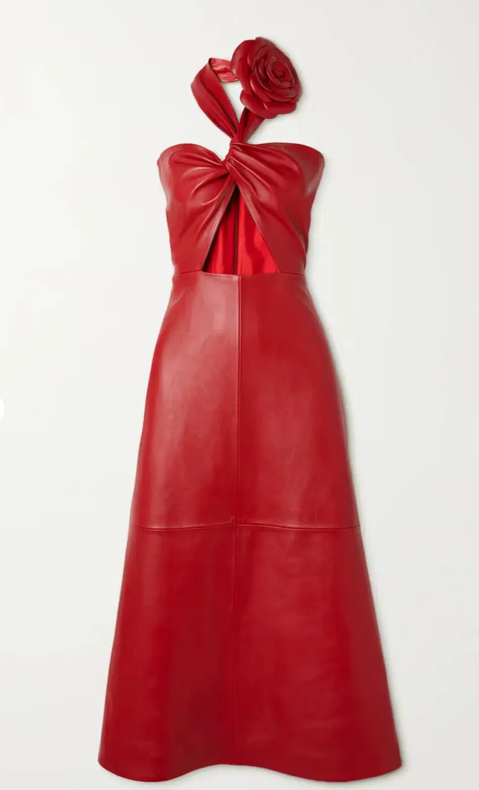 Magda Butrym Embellished Cutout Leather Halter Neck Midi Dress Red Size 36 / Au 8 - Image 4