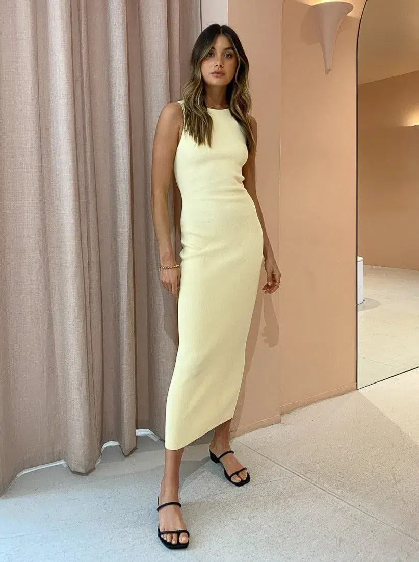 Bec & Bridge Sorbet Summer Midi Dress Yellow Size 8 / S - Image 1