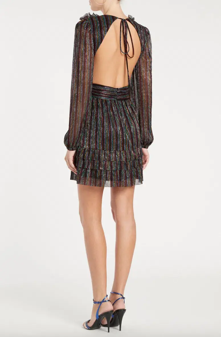 Rebecca Vallance Ronnie Cut Out Mini Dress Multi Metallic Size 10 - Image 2