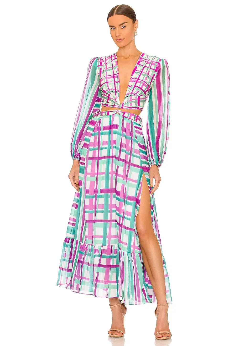 PatBO Riviera Plunge Cutout Dress Print Size 12 - Image 1