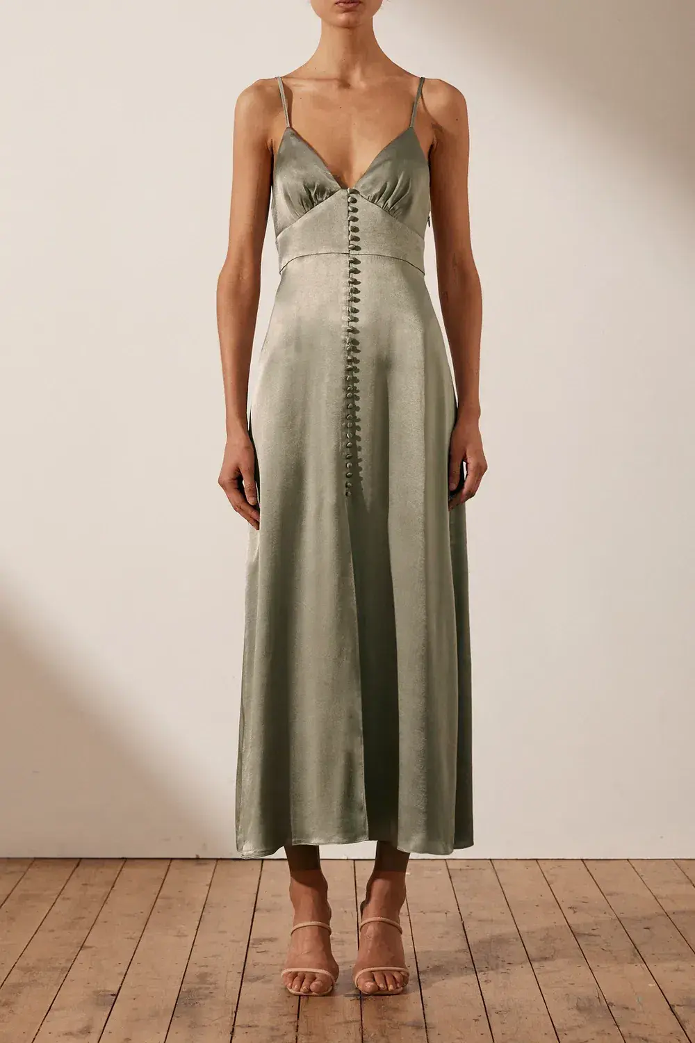 Shona Joy La Lune Cocktail Midi Dress in Sage Size 8 - Image 1