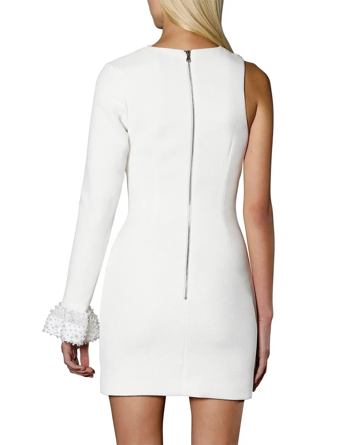 By Johnny One Sleeve Pearl Mini Dress White Size 6 - Image 1